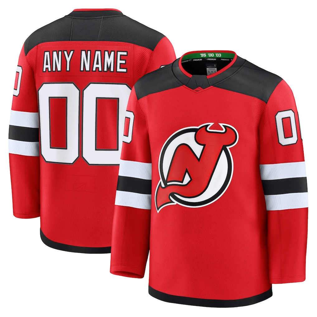 Johmsee Custom NJ.Devils Red Home Premium Jerseys