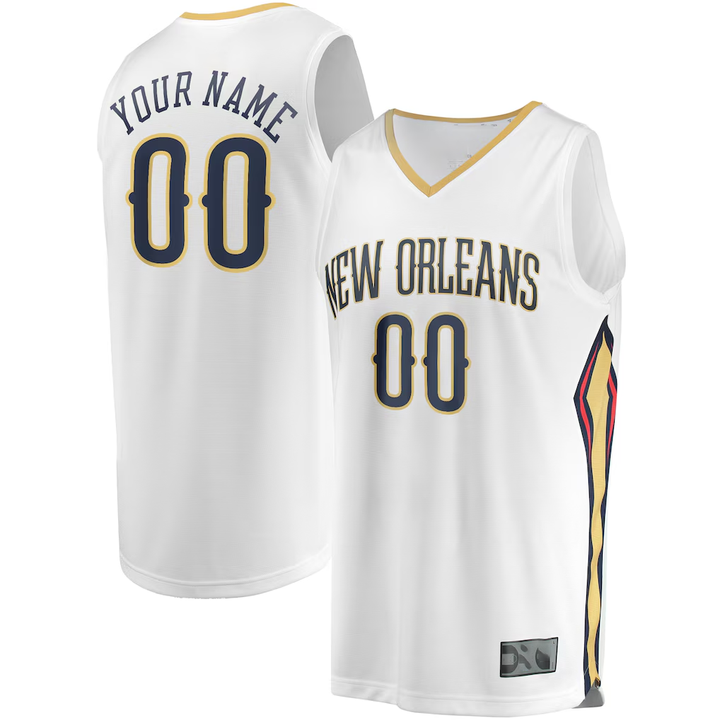 Johmsee Custom NO.Pelicans White Fast Break Stitched Jerseys- Association Edition