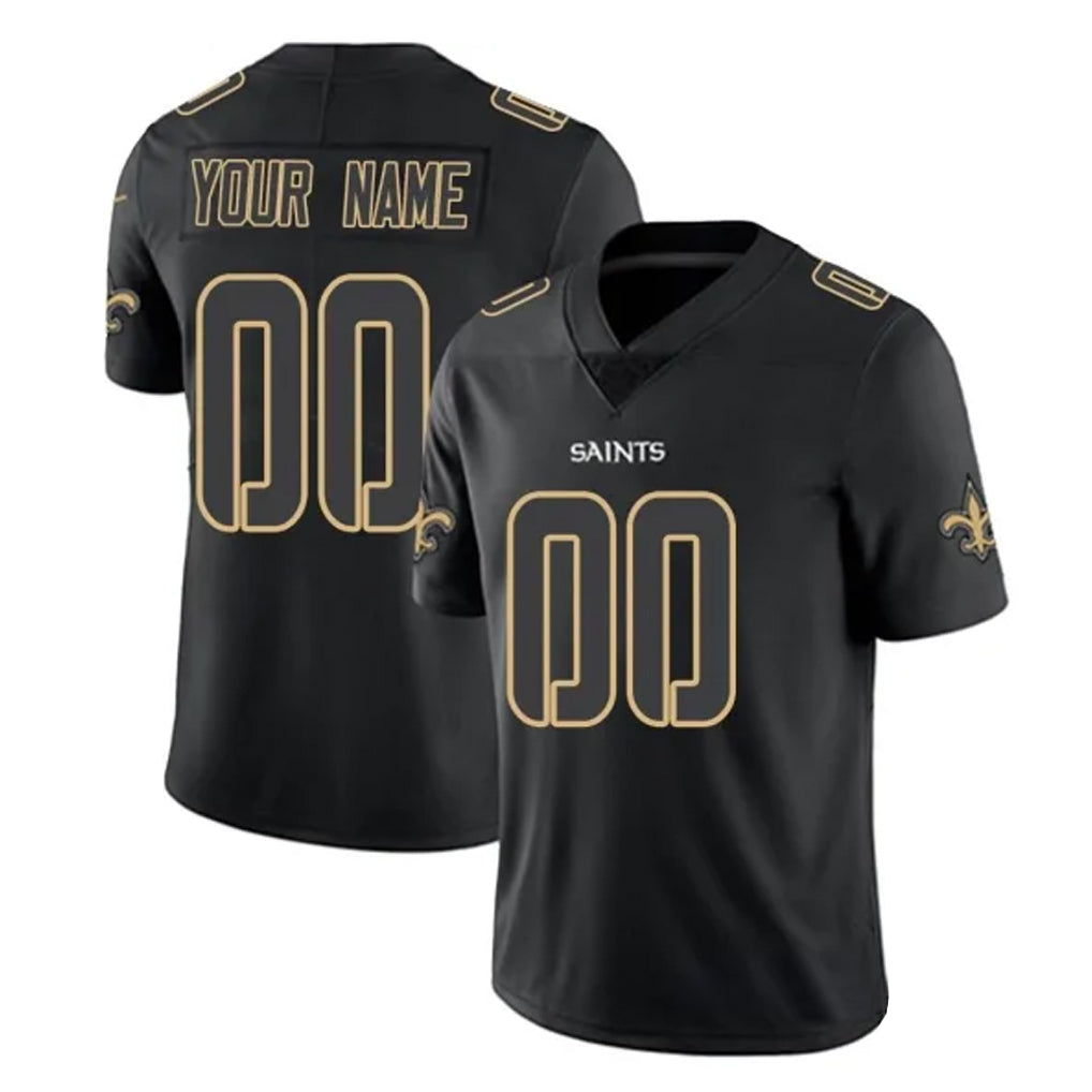 Johmsee Custom NO.Saints Black Impact Limited Home Game Any Name & Numbers Stitched Jerseys