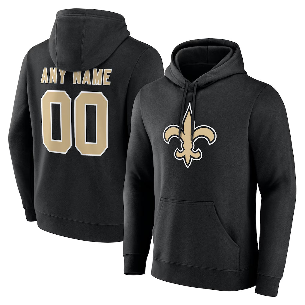 Johmsee Custom NO.Saints Black Pullover Hoodies Limited Any Name & Numbers Stitched Jerseys