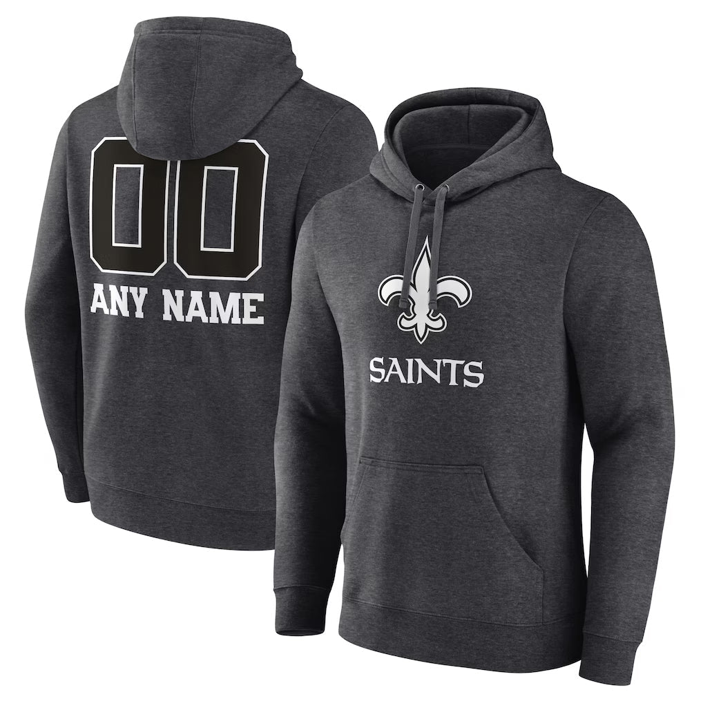 Johmsee Custom NO.Saints Gray Pullover Hoodies Limited Any Name & Numbers  Stitched Jerseys