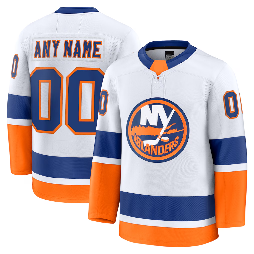 Johmsee Custom NY.Islanders White Away Premium Jerseys
