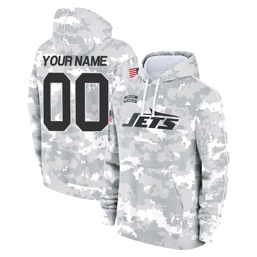 Johmsee Custom NY.Jets Arctic Camo Salute to Service Pullover Hoodies Limited Game Any Name & Numbers Stitched Jerseys