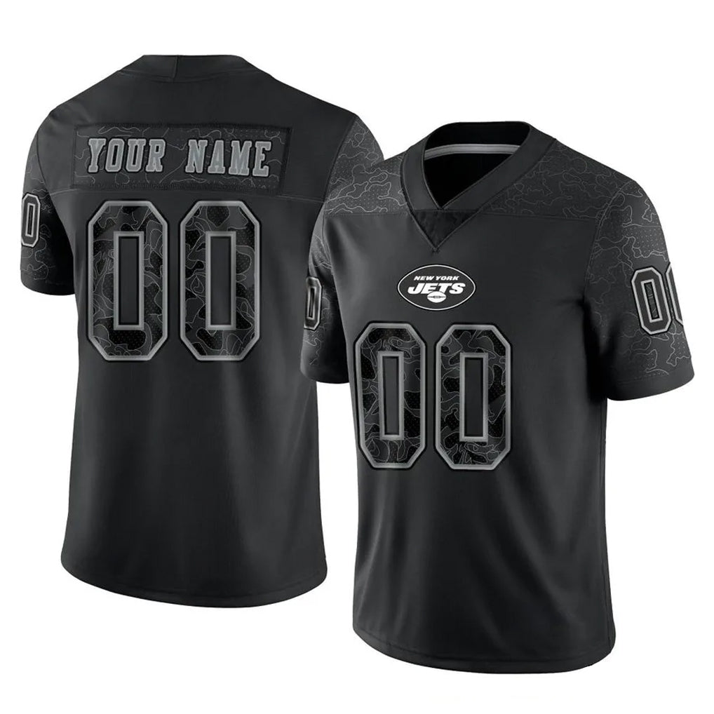 Johmsee Custom NY.Jets Black Limited Reflective Home Game Any Name & Numbers Stitched Jerseys