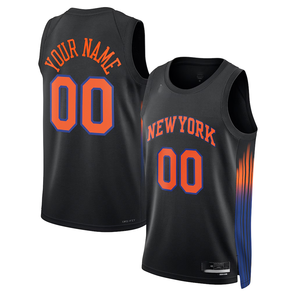 Johmsee Custom NY.Knicks Black Swingman Jerseys - Statement Edition