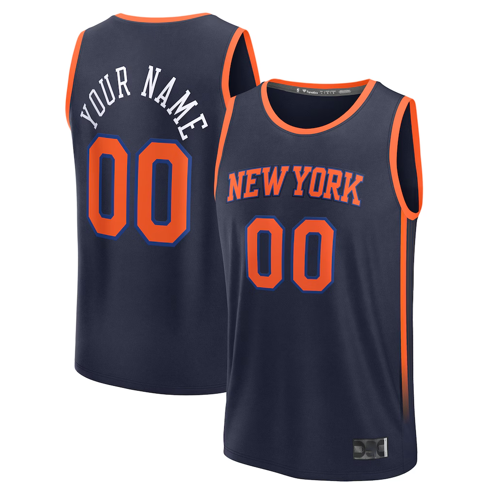 Johmsee Custom NY.Knicks  Navy Fast Break Jerseys - Statement Edition