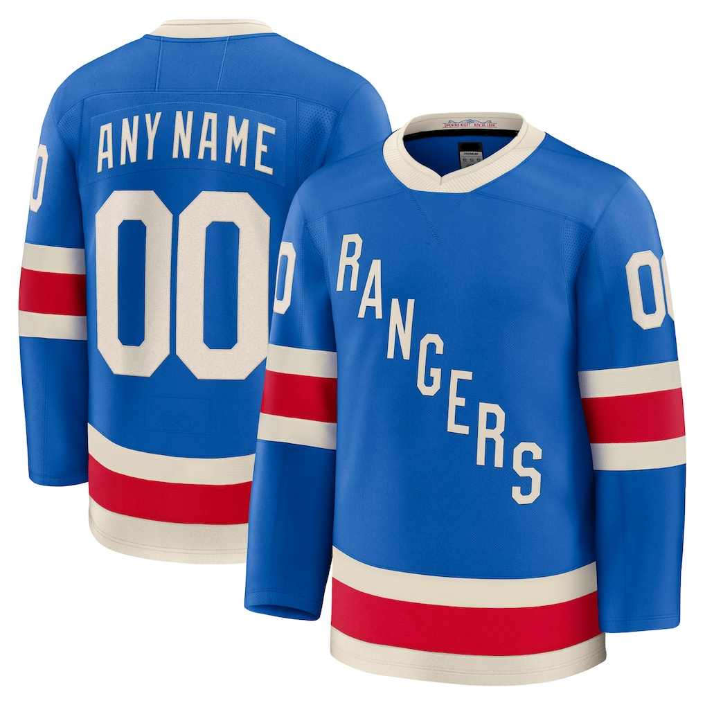 Johmsee Custom NY.Rangers Blue Centennial Premium Jerseys