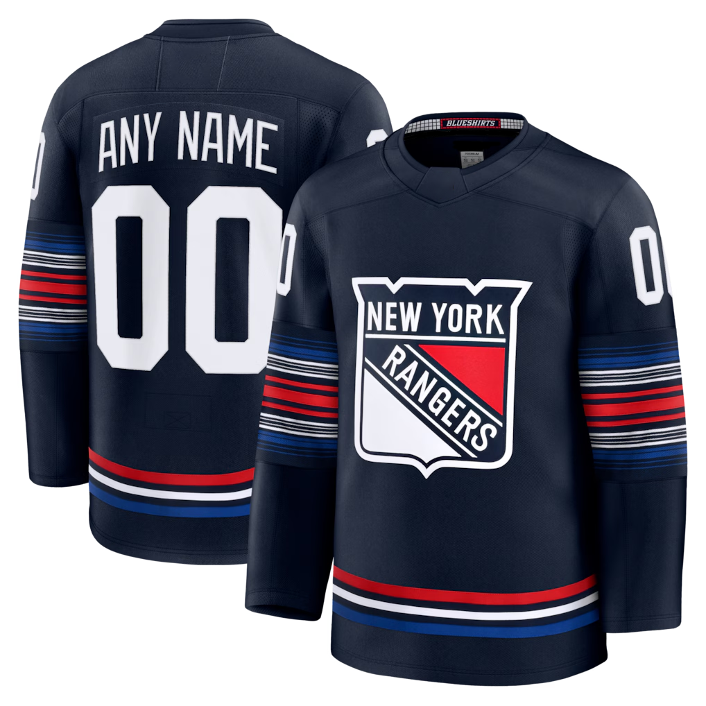 Johmsee Custom NY.Rangers Navy Alternate Premium Jerseys