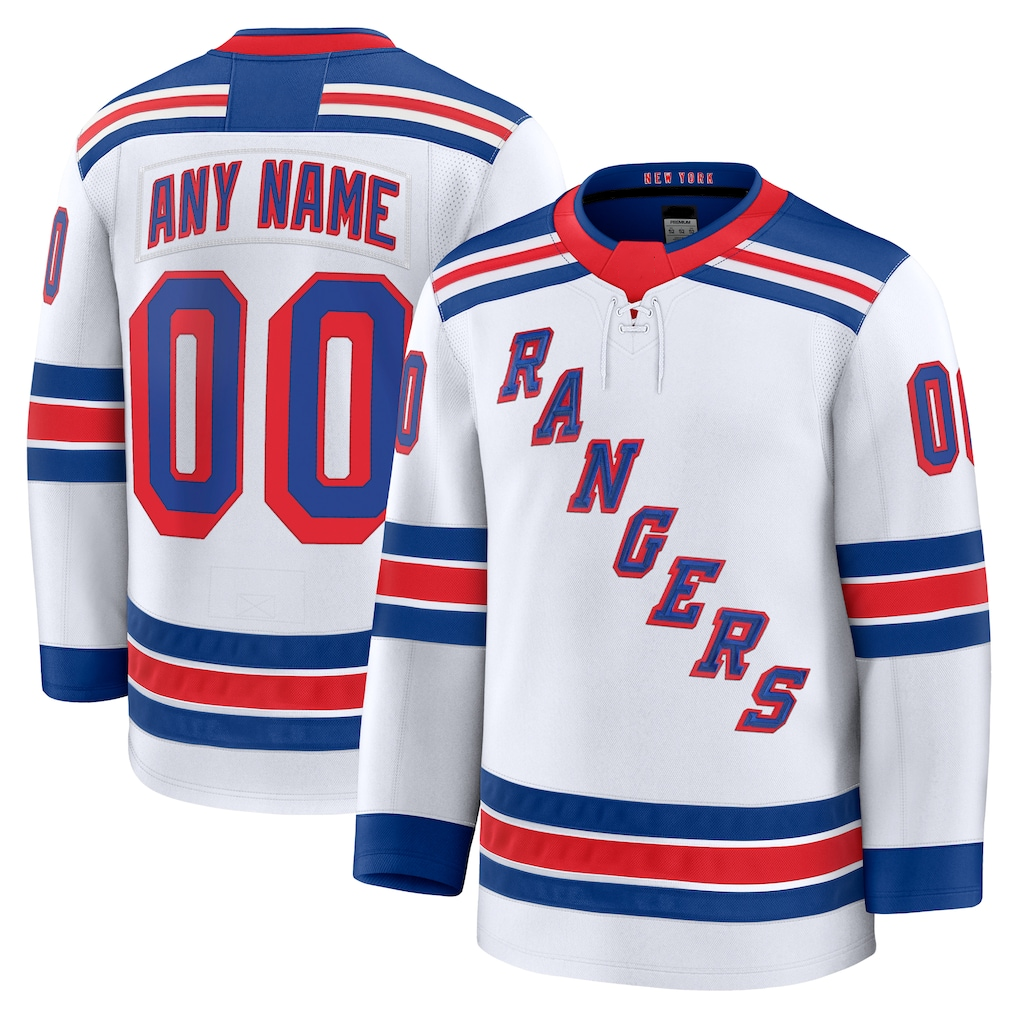Johmsee Custom NY.Rangers White Away Premium Jerseys
