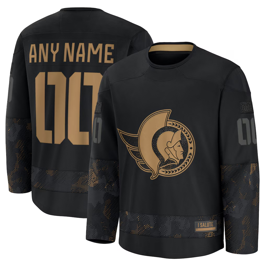 Johmsee Custom O.Senators Black 2024 Military Appreciation Practice Jerseys
