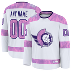 Johmsee Custom O.Senators White 2024 Hockey Fights Cancer Practice Jerseys