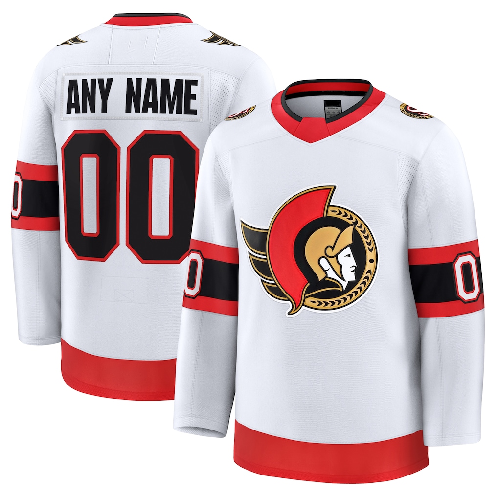 Johmsee Custom O.Senators White Away Premium Jerseys