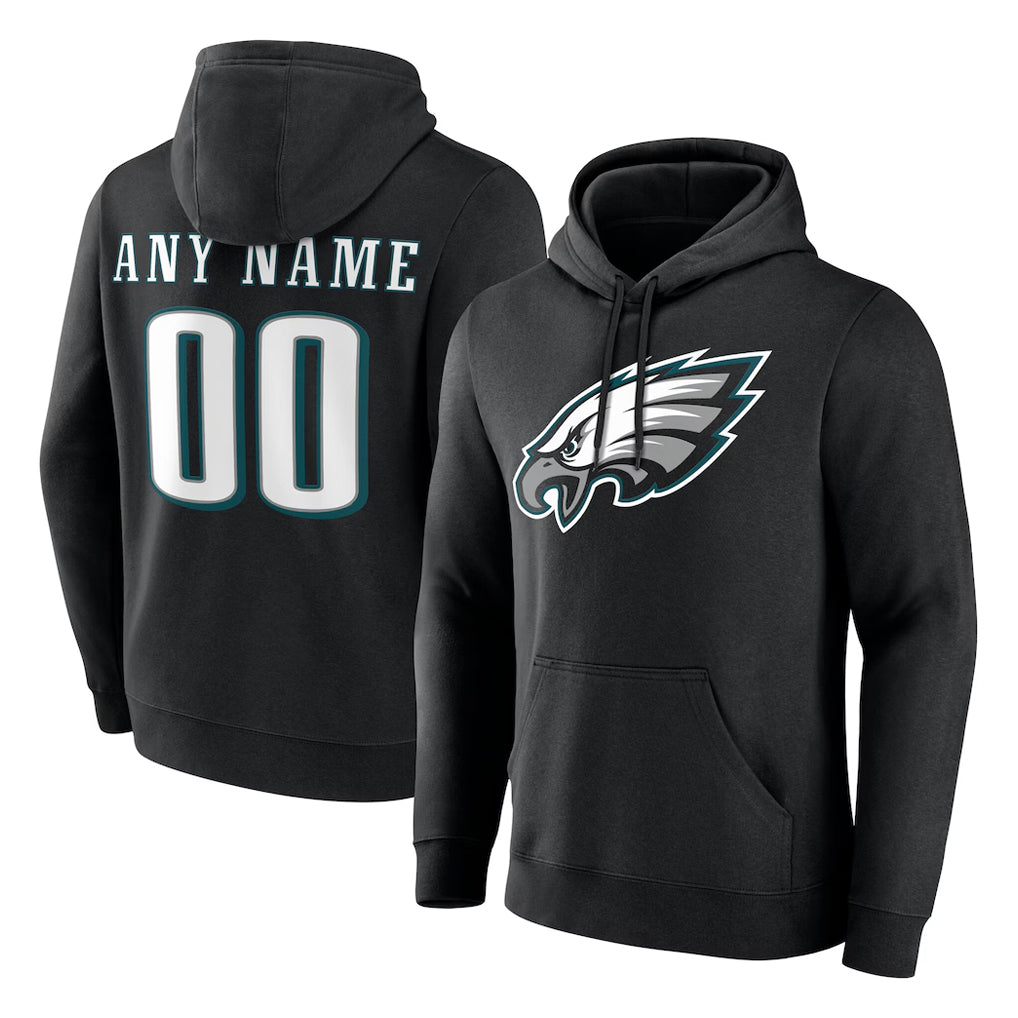 Johmsee Custom P.Eagles Black LOGO Pullover Hoodies Home Game Any Name & Numbers Stitched Jerseys