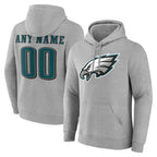 Johmsee Custom P.Eagles Gray LOGO Pullover Hoodies Home Game Any Name & Numbers Stitched Jerseys