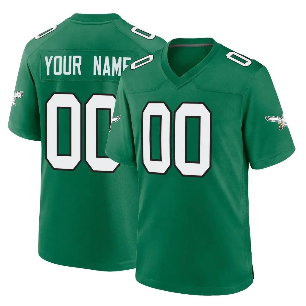 Johmsee Custom P.Eagles Green Kelly Alternate Home Game Any Name & Numbers Stitched Jerseys