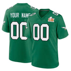 Johmsee Custom P.Eagles Green Kelly Alternate Super Bowl LIX Home Game Any Name & Numbers Stitched Jerseys