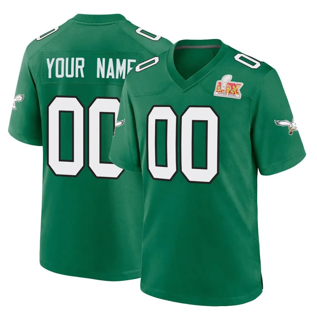 Johmsee Custom P.Eagles Green Kelly Alternate Super Bowl LIX Home Game Any Name & Numbers Stitched Jerseys
