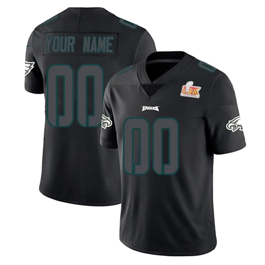 Johmsee Custom P.Eagles Limited Black Impact Super Bowl LIX Home Game Any Name & Numbers Stitched Jerseys