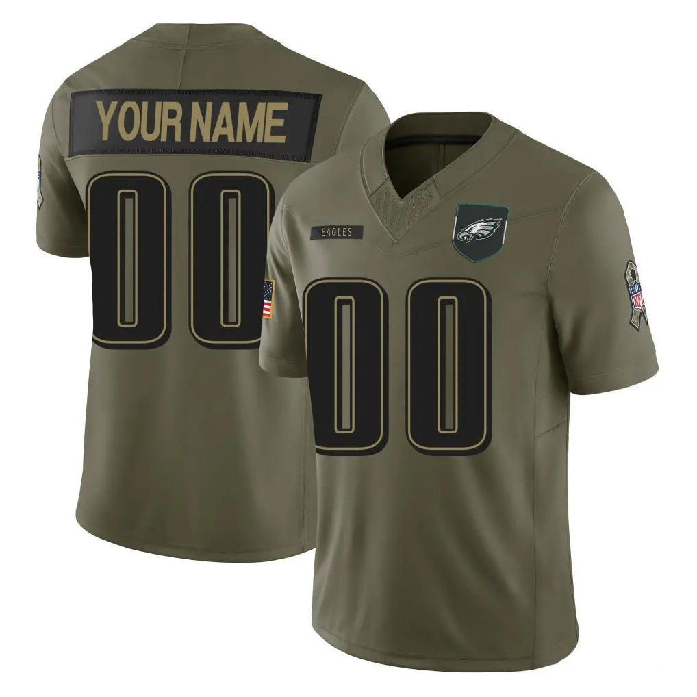Johmsee Custom P.Eagles Olive 2025 Salute To Service Limited Any Name & Numbers Stitched Jerseys