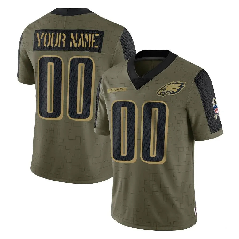 Johmsee Custom P.Eagles Olive Salute To Service Limited Game Any Name & Numbers Stitched Jerseys