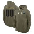 Johmsee Custom P.Eagles Olive Salute to Service Pullover Hoodies Limited Any Name & Numbers Stitched Jerseys