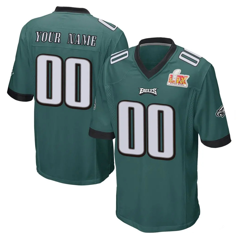 Johmsee Custom P.Eagles Team Color Green Super Bowl LIX Home Game Any Name & Numbers Stitched Jerseys