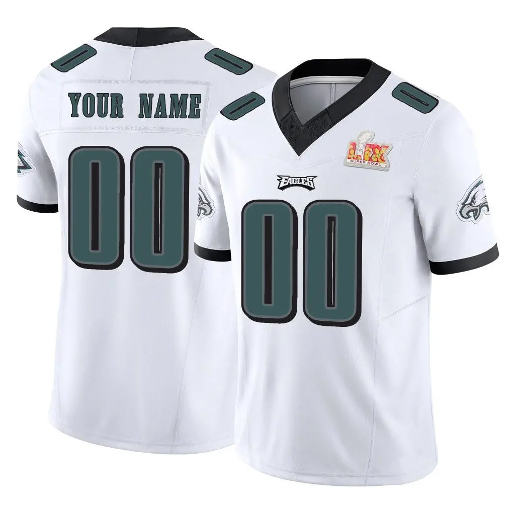 Johmsee Custom P.Eagles White Limited Vapor F.U.S.E. Super Bowl LIX Home Game Any Name & Numbers Stitched Jerseys