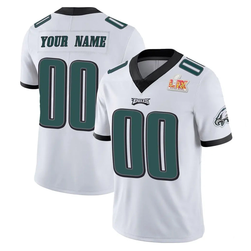 Johmsee Custom P.Eagles White Limited Vapor Untouchable Super Bowl LIX Home Game Any Name & Numbers Stitched Jerseys