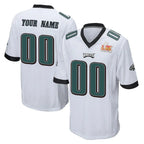 Johmsee Custom P.Eagles White Super Bowl LIX Home Game Any Name & Numbers Stitched Jerseys