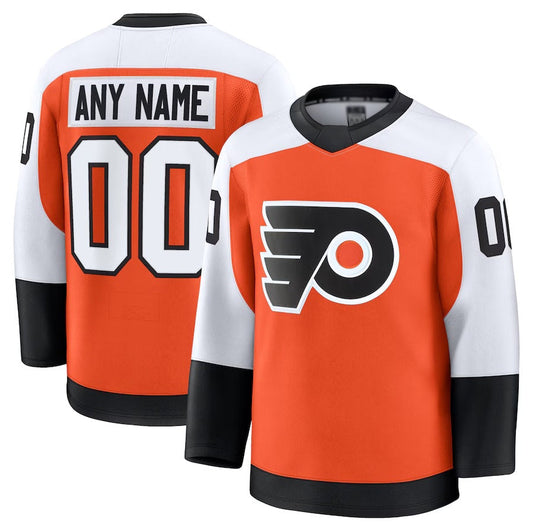 Custom P.Flyers Fanatics Home Premium Jersey - Orange Stitched American Hockey Jerseys