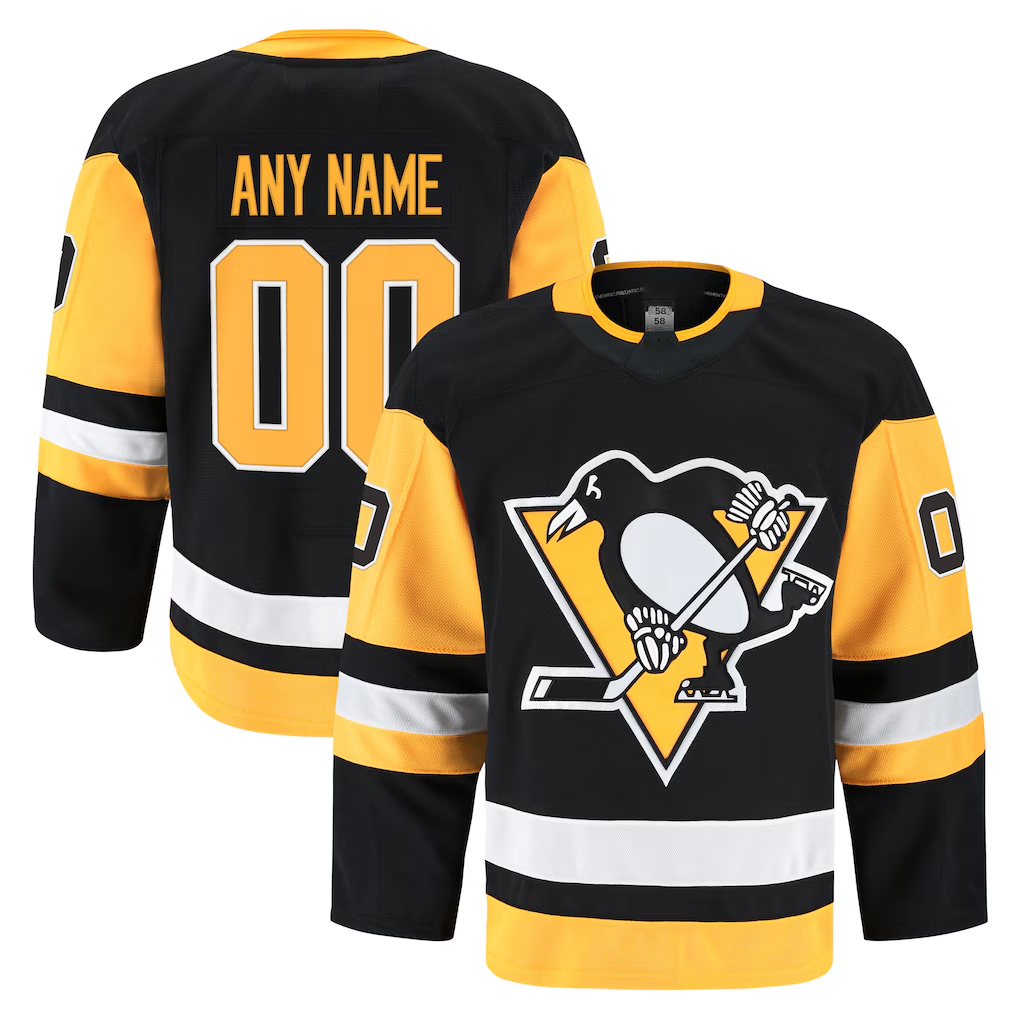 Johmsee Custom P.Penguins Black Home Authentic Pro Jerseys