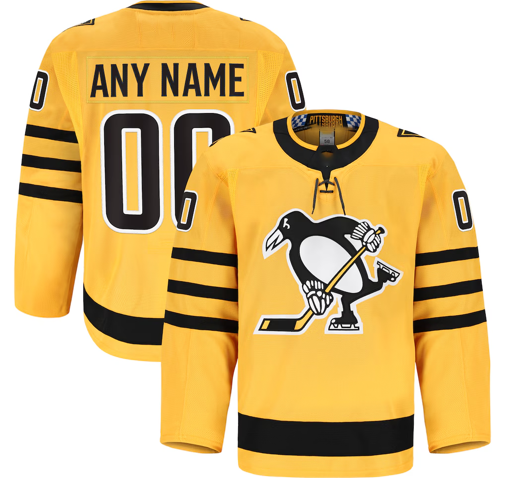 Johmsee Custom P.Penguins Gold Alternate Authentic Pro Jerseys