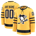Johmsee Custom P.Penguins Gold Alternate Premium Jerseys
