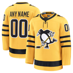 Johmsee Custom P.Penguins Gold Alternate Premium Jerseys