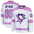 Johmsee Custom P.Penguins White 2024 Hockey Fights Cancer Jerseys