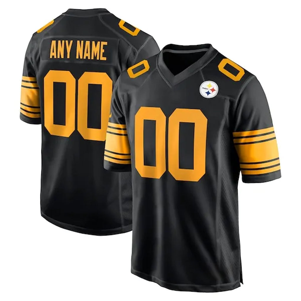 Johmsee Custom P.Steelers Black Color Rush Home Game Any Name & Numbers Stitched Jerseys