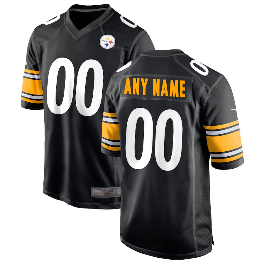 Johmsee Custom P.Steelers Black Home Game Stitched Jerseys
