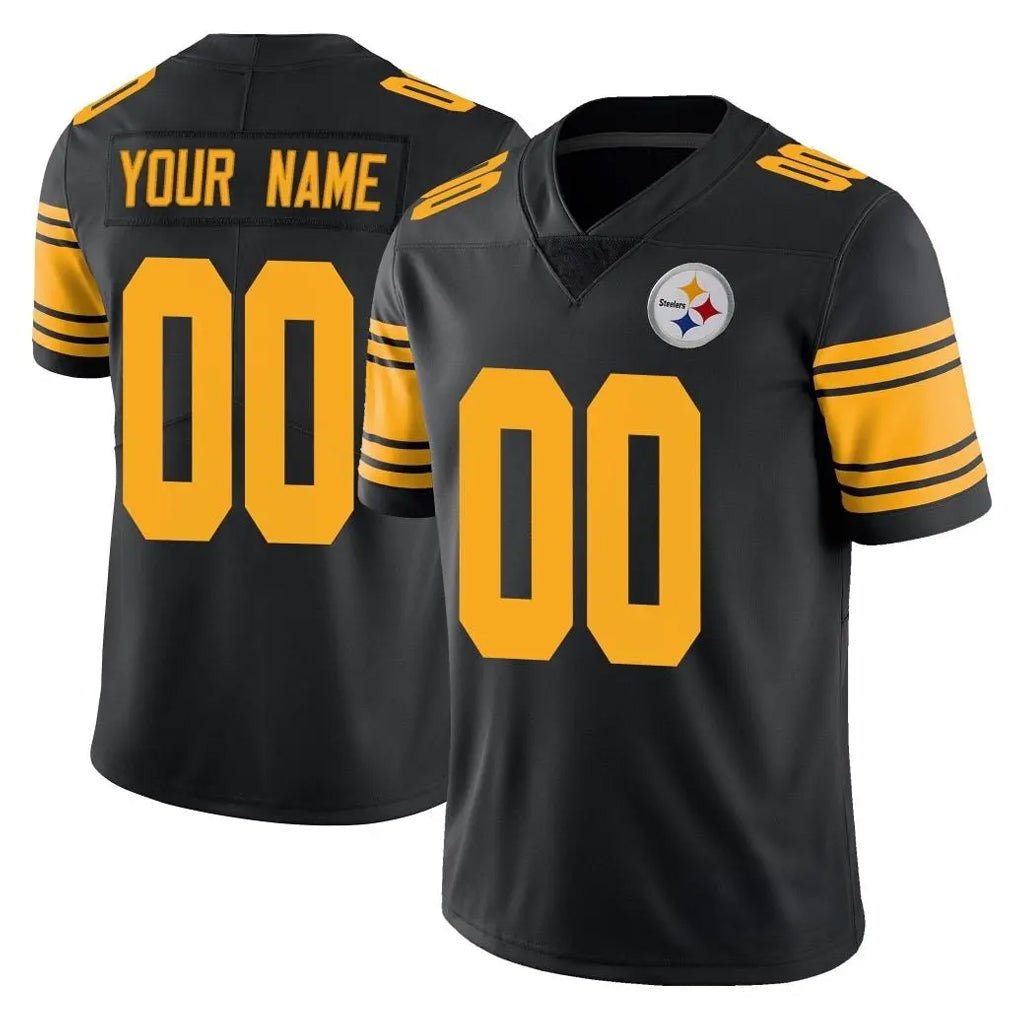 Johmsee Custom P.Steelers Black Limited Color Rush Home Game Any Name & Numbers Stitched Jerseys