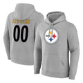 Johmsee Custom P.Steelers Gray LOGO Pullover Hoodies Limited Any Name & Numbers Stitched Jerseys