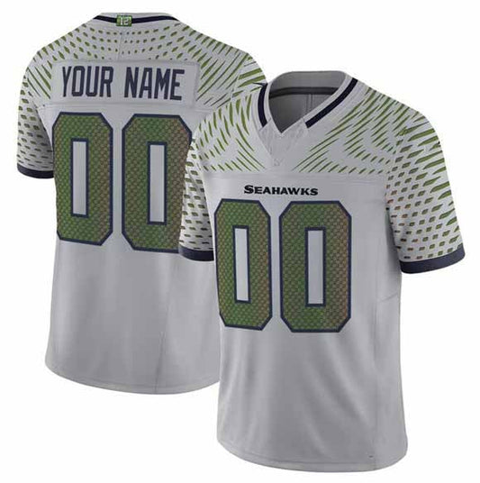 Custom S.Seahawks Active Player Gray 2025 F.U.S.E. “Rivalries” Vapor Untouchable Limited Stitched Football Jersey