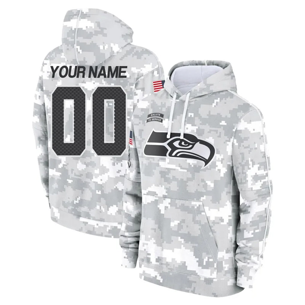 Johmsee Custom S.Seahawks Arctic Camo Limited Salute to Service Pullover Hoodies Game Any Name & Numbers Stitched Jerseys