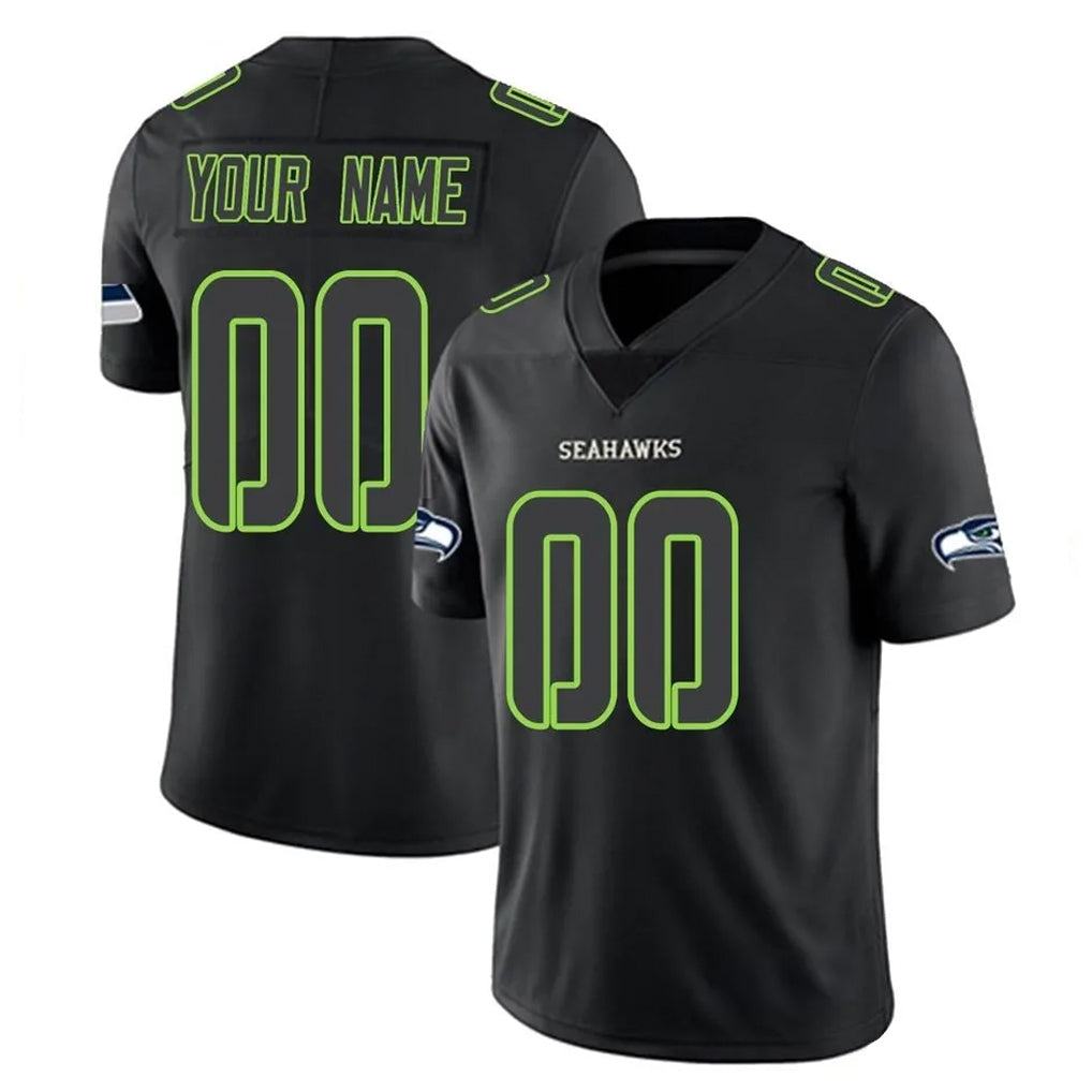 Johmsee Custom S.Seahawks Black Impact Limited Home Game Any Name & Numbers Stitched Jerseys