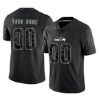 Johmsee Custom S.Seahawks Black Limited Reflective Home Game Any Name & Numbers Stitched Jerseys
