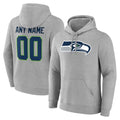 Johmsee Custom S.Seahawks Gray LOGO Pullover Hoodies Game Any Name & Numbers Stitched Jerseys