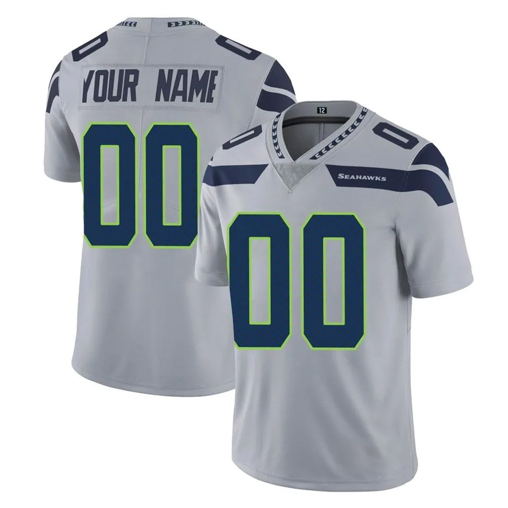 Johmsee Custom S.Seahawks Gray Limited Vapor Untouchable Home Game Any Name & Numbers Stitched Jerseys