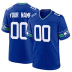 Johmsee Custom S.Seahawks Royal Throwback Home Game Any Name & Numbers Stitched Jerseys