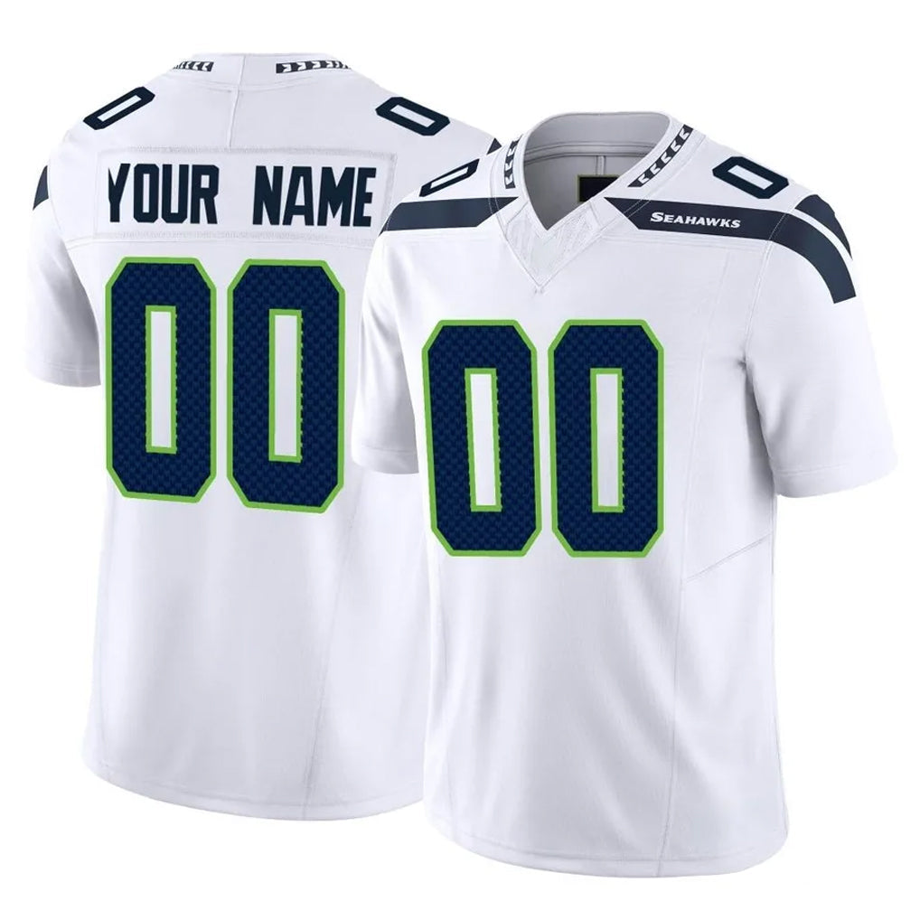 Johmsee Custom S.Seahawks White Limited Vapor F.U.S.E. Home Game Any Name & Numbers Stitched Jerseys