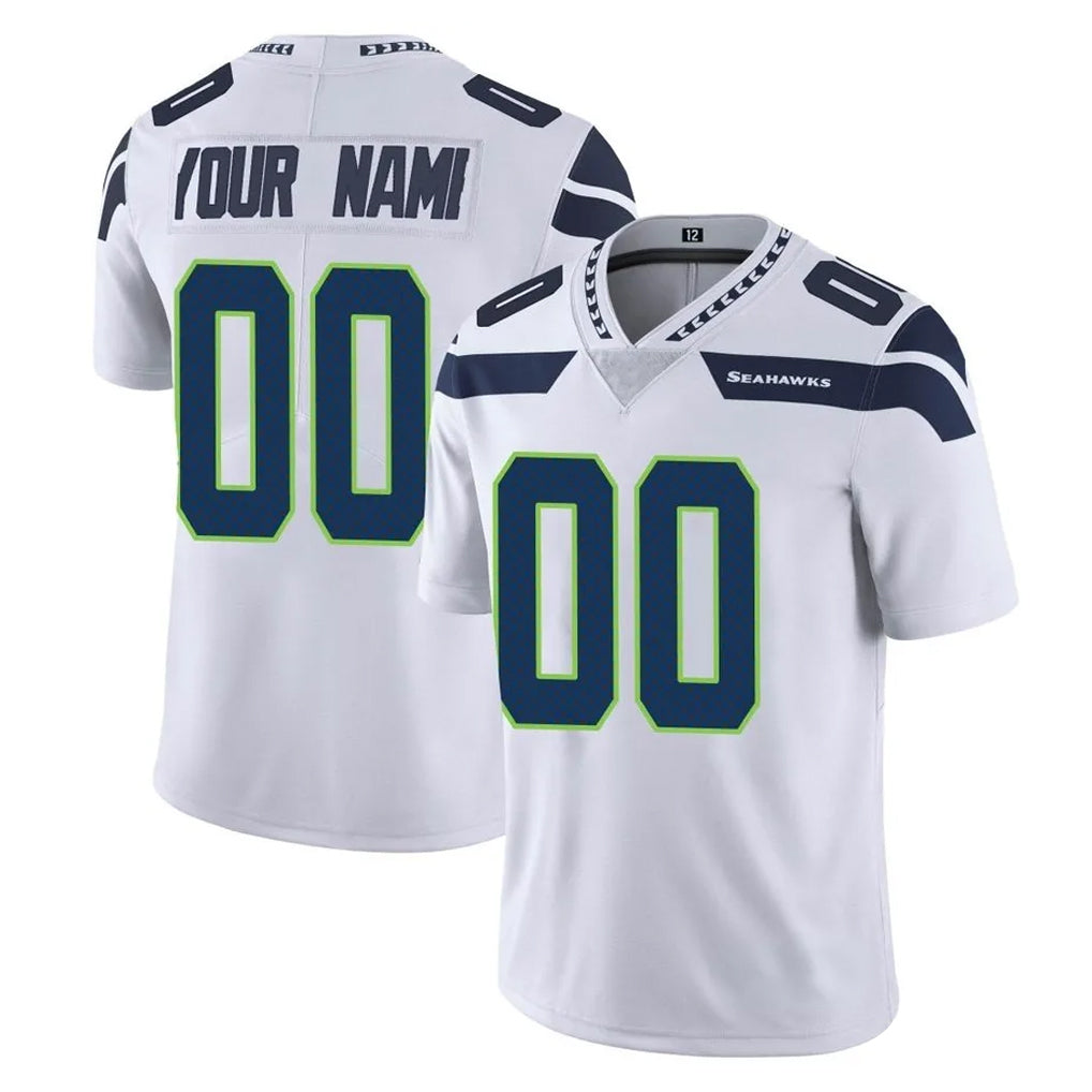 Johmsee Custom S.Seahawks White Limited Vapor Untouchable Home Game Any Name & Numbers Stitched Jerseys
