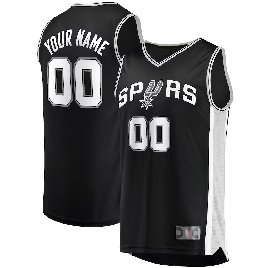 Johmsee Custom SA.Spurs Fanatics Black Fast Break Replica Jerseys - Icon Edition