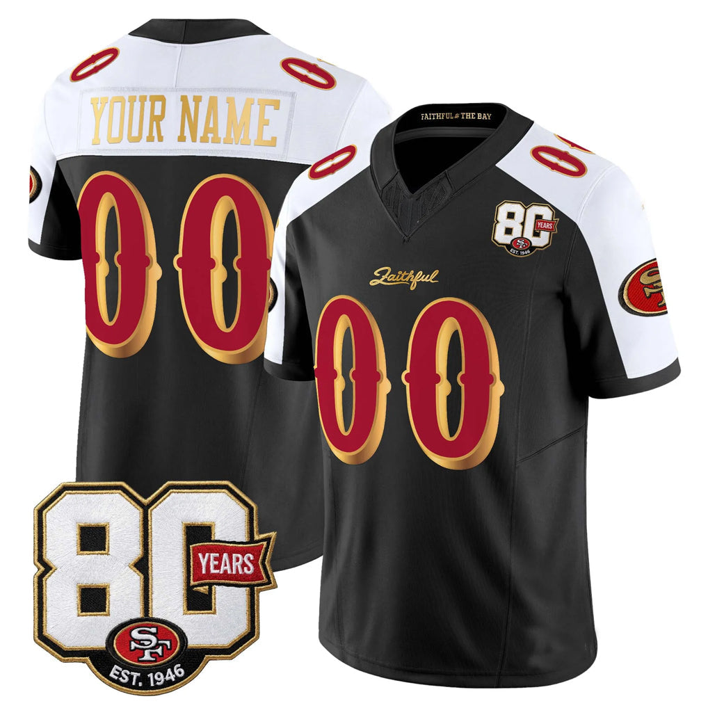 Johmsee Custom SF.49ers Black-White Limited 80th Rivalries Collection Home Game Any Name & Numbers Stitched Jerseys